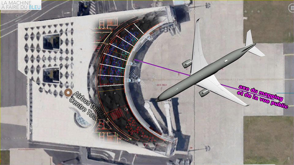 the position in TOP view of the Airbus A350-1000 during the show "First Time"