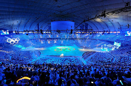 a photo of the BC place Stadium in Vancouver, British Columbia, Canada, during the opening ceremony of the Winter Olympics in 2010